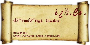 Ürményi Csaba névjegykártya